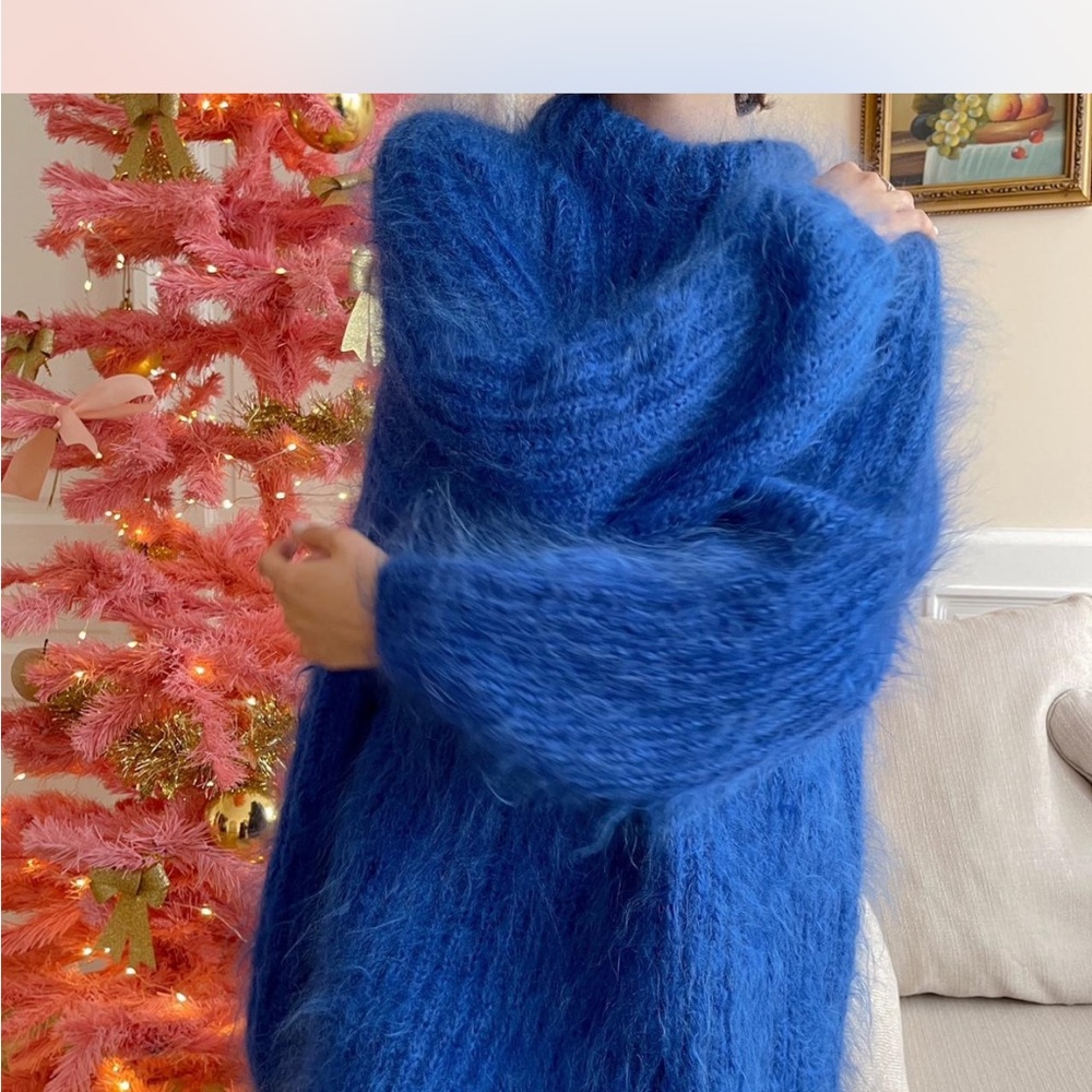 Blue Mohair Oversized Sweater